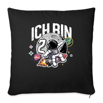 2ème anniversaire garçons 2 ans astronaute anniversaire - Housse de coussin décorative 45 x 45 cm - noir - Devant