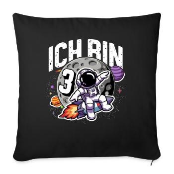3rd Birthday Boys 3 Years Astronaut Birthday - Sofa pillowcase 17,3'' x 17,3'' (45 x 45 cm) - black - Front