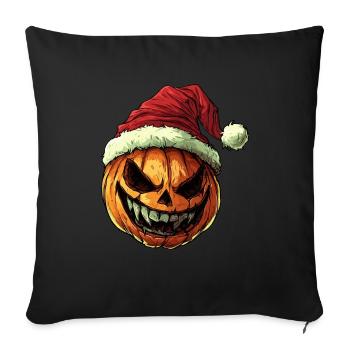 Halloween Gift Pumpkin with Santa Hat Decoration - Sofa pillowcase 17,3'' x 17,3'' (45 x 45 cm) - black - Front