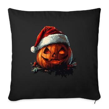 Halloween Gift Pumpkin with Santa Hat Decoration - Sofa pillowcase 17,3'' x 17,3'' (45 x 45 cm) - black - Front