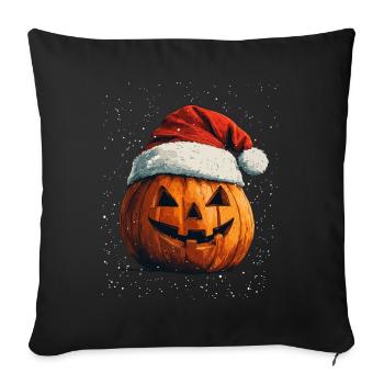 Halloween Gift Pumpkin with Santa Hat Decoration - Sofa pillowcase 17,3'' x 17,3'' (45 x 45 cm) - black - Front