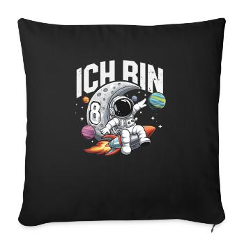 8e anniversaire garçons 8 ans anniversaire astronaute - Housse de coussin décorative 45 x 45 cm - noir - Devant