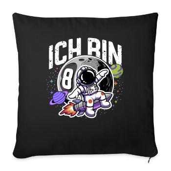 8e anniversaire garçons 8 ans anniversaire astronaute - Housse de coussin décorative 45 x 45 cm - noir - Devant