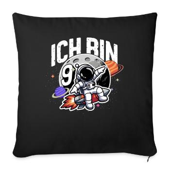 9. Geburtstag Jungen 9 Jahre Astronaut Geburtstag - Sofakissenbezug 45 x 45 cm - Schwarz - Vorne