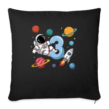 3rd Birthday Boys 3 Years Astronaut Birthday - Sofa pillowcase 17,3'' x 17,3'' (45 x 45 cm) - black - Front
