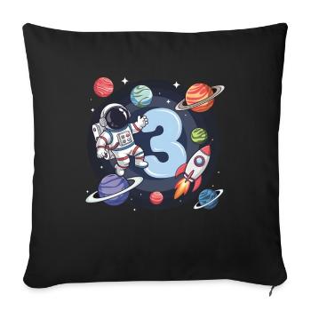 3rd Birthday Boys 3 Years Astronaut Birthday - Sofa pillowcase 17,3'' x 17,3'' (45 x 45 cm) - black - Front