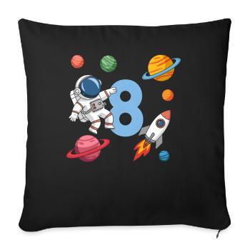8ème anniversaire Garçons 8 ans Astronaute Anniversaire - Housse de coussin décorative 45 x 45 cm - noir - Devant