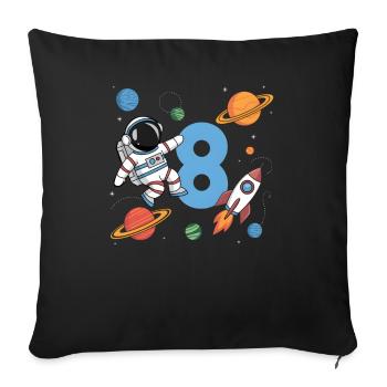 8ème anniversaire Garçons 8 ans Astronaute Anniversaire - Housse de coussin décorative 45 x 45 cm - noir - Devant
