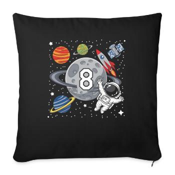 8ème anniversaire Garçons 8 ans Astronaute Anniversaire - Housse de coussin décorative 45 x 45 cm - noir - Devant