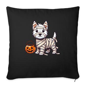 Westie Halloween Mummy West Highland White - Sofa pillowcase 17,3'' x 17,3'' (45 x 45 cm) - black - Front