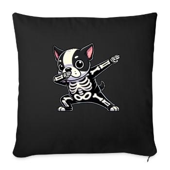 Boston Terrier Halloween Skeleton Cuter - Sofa pillowcase 17,3'' x 17,3'' (45 x 45 cm) - black - Front