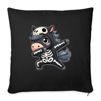 Halloween Skelett Niedliches Pferd Männer Frauen - Sofakissenbezug 45 x 45 cm - Schwarz - Vorne