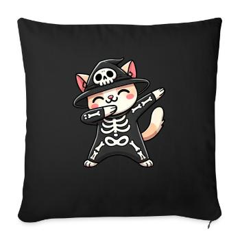 Cat Halloween Skeleton Cute Cat Kids - Sofa pillowcase 17,3'' x 17,3'' (45 x 45 cm) - black - Front