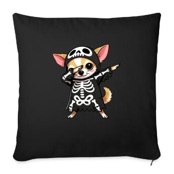 Chihuahua Halloween Squelette Chihuahua mignon - Housse de coussin décorative 45 x 45 cm - noir - Devant