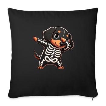 Teckel Halloween Squelette Teckel Mignon Enfants - Housse de coussin décorative 45 x 45 cm - noir - Devant