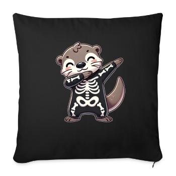 Halloween Skeleton Cute Otter Men Women - Sofa pillowcase 17,3'' x 17,3'' (45 x 45 cm) - black - Front