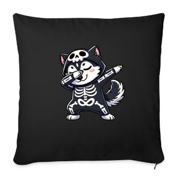 Husky Halloween Squelette Mignon Husky Enfants - Housse de coussin décorative 45 x 45 cm - noir - Devant