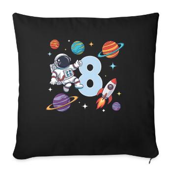 8ème anniversaire Garçons 8 ans Astronaute Anniversaire - Housse de coussin décorative 45 x 45 cm - noir - Devant