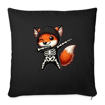 Renard Halloween Squelette Enfants Femmes Hommes Renard - Housse de coussin décorative 45 x 45 cm - noir - Devant