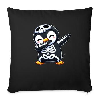 Penguin Halloween Skeleton Kids Women Men - Sofa pillowcase 17,3'' x 17,3'' (45 x 45 cm) - black - Front