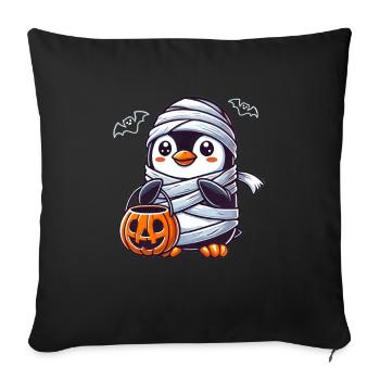 Pingouin Halloween Momie Enfants Femmes Hommes - Housse de coussin décorative 45 x 45 cm - noir - Devant