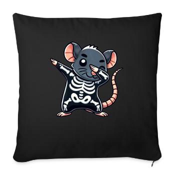 Rat Halloween Squelette Enfants Femmes Hommes Rat - Housse de coussin décorative 45 x 45 cm - noir - Devant