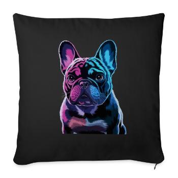 Französische Bulldogge Hund Mops - Sofakissenbezug 45 x 45 cm - Schwarz - Vorne