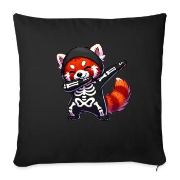 Red Panda Halloween Squelette Enfants Femmes - Housse de coussin décorative 45 x 45 cm - noir - Devant
