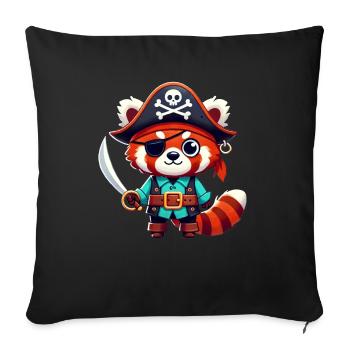 Red Panda Halloween Pirate Kids Women Men - Sofa pillowcase 17,3'' x 17,3'' (45 x 45 cm) - black - Front