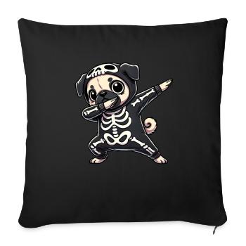 Pug Halloween Skeleton Cute Pug Kids - Sofa pillowcase 17,3'' x 17,3'' (45 x 45 cm) - black - Front