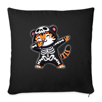 Halloween Skeleton Cute Tiger Men Women - Sofa pillowcase 17,3'' x 17,3'' (45 x 45 cm) - black - Front
