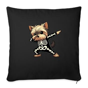 Yorkie Halloween Skeleton Cute Yorkshire - Sofa pillowcase 17,3'' x 17,3'' (45 x 45 cm) - black - Front