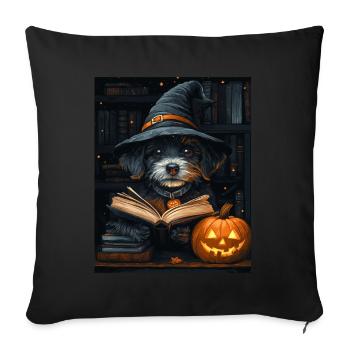 Halloween Cadeau Femmes Chien Hommes Enfants Décoration - Housse de coussin décorative 45 x 45 cm - noir - Devant