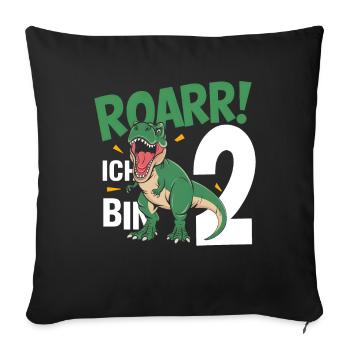 2. Geburtstag 2 Jahre Dino Dinosaurier Fan - Sofakissenbezug 45 x 45 cm - Schwarz - Vorne