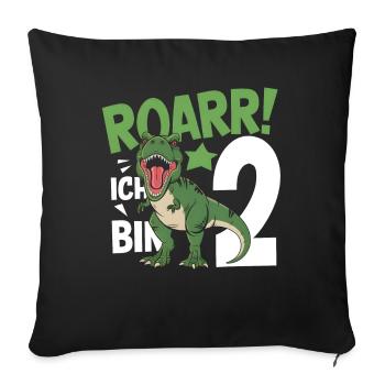 2. Geburtstag 2 Jahre Dino Dinosaurier Fan - Sofakissenbezug 45 x 45 cm - Schwarz - Vorne