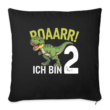 2. Geburtstag 2 Jahre Dino Dinosaurier Fan - Sofakissenbezug 45 x 45 cm - Schwarz - Vorne