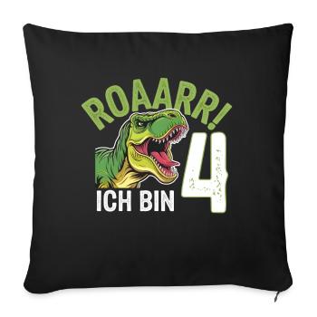 4th Birthday 4 Years Dino Dinosaur Fan - Sofa pillowcase 17,3'' x 17,3'' (45 x 45 cm) - black - Front