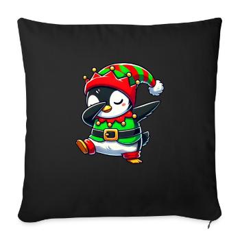 Pingouin de Noël Elfe Drôle Amoureux des Pingouins - Housse de coussin décorative 45 x 45 cm - noir - Devant