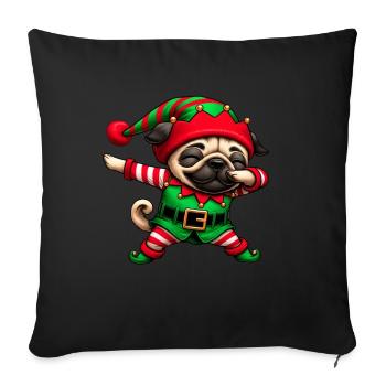 Noël Carlin Elfe Drôle de Carlin Amoureux - Housse de coussin décorative 45 x 45 cm - noir - Devant