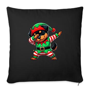 Christmas Rottweiler Elf Funny Rottweiler Lover - Sofa pillowcase 17,3'' x 17,3'' (45 x 45 cm) - black - Front