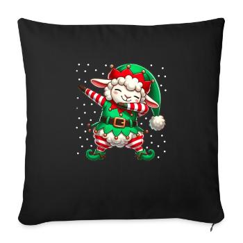 Noël mouton elfe drôle amant des moutons - Housse de coussin décorative 45 x 45 cm - noir - Devant