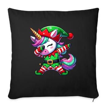 Noël Licorne Elfe Drôle Licorne Femmes - Housse de coussin décorative 45 x 45 cm - noir - Devant