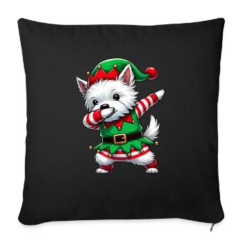 Christmas Westi Elf Funny West Highland Terrier - Sofa pillowcase 17,3'' x 17,3'' (45 x 45 cm) - black - Front