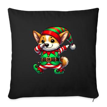Christmas Welsh Corgi Elf Funny Welsh Corgi - Sofa pillowcase 17,3'' x 17,3'' (45 x 45 cm) - black - Front