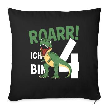 4th Birthday 4 Years Dino Dinosaur Fan - Sofa pillowcase 17,3'' x 17,3'' (45 x 45 cm) - black - Front