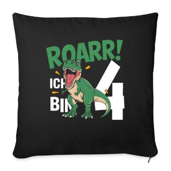 4th Birthday 4 Years Dino Dinosaur Fan - Sofa pillowcase 17,3'' x 17,3'' (45 x 45 cm) - black - Front