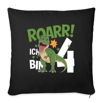 4th Birthday 4 Years Dino Dinosaur Fan - Sofa pillowcase 17,3'' x 17,3'' (45 x 45 cm) - black - Front