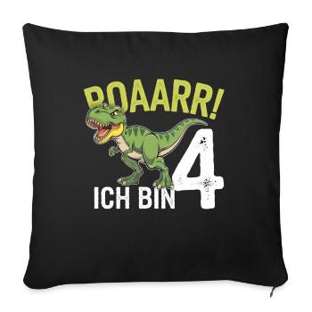 4th Birthday 4 Years Dino Dinosaur Fan - Sofa pillowcase 17,3'' x 17,3'' (45 x 45 cm) - black - Front