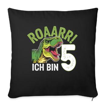 5ème anniversaire 5 ans de fan de dinosaures Dino - Housse de coussin décorative 45 x 45 cm - noir - Devant