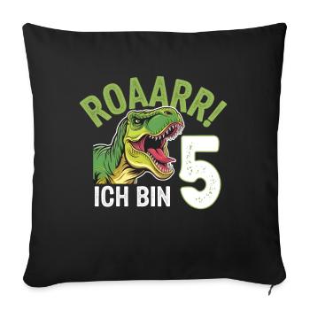 5th Birthday 5 Years Dino Dinosaur Fan - Sofa pillowcase 17,3'' x 17,3'' (45 x 45 cm) - black - Front